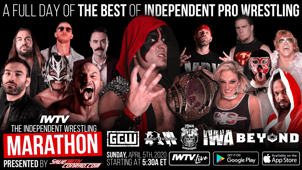 Independent Wrestling Marathon, presented by SaveWithConrad.com, comes to IWTV this Sunday!