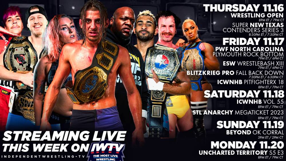LIVE this Week on IWTV - ICW Doubleheader, Beyond Wrestling, Uncharted Territory & more!